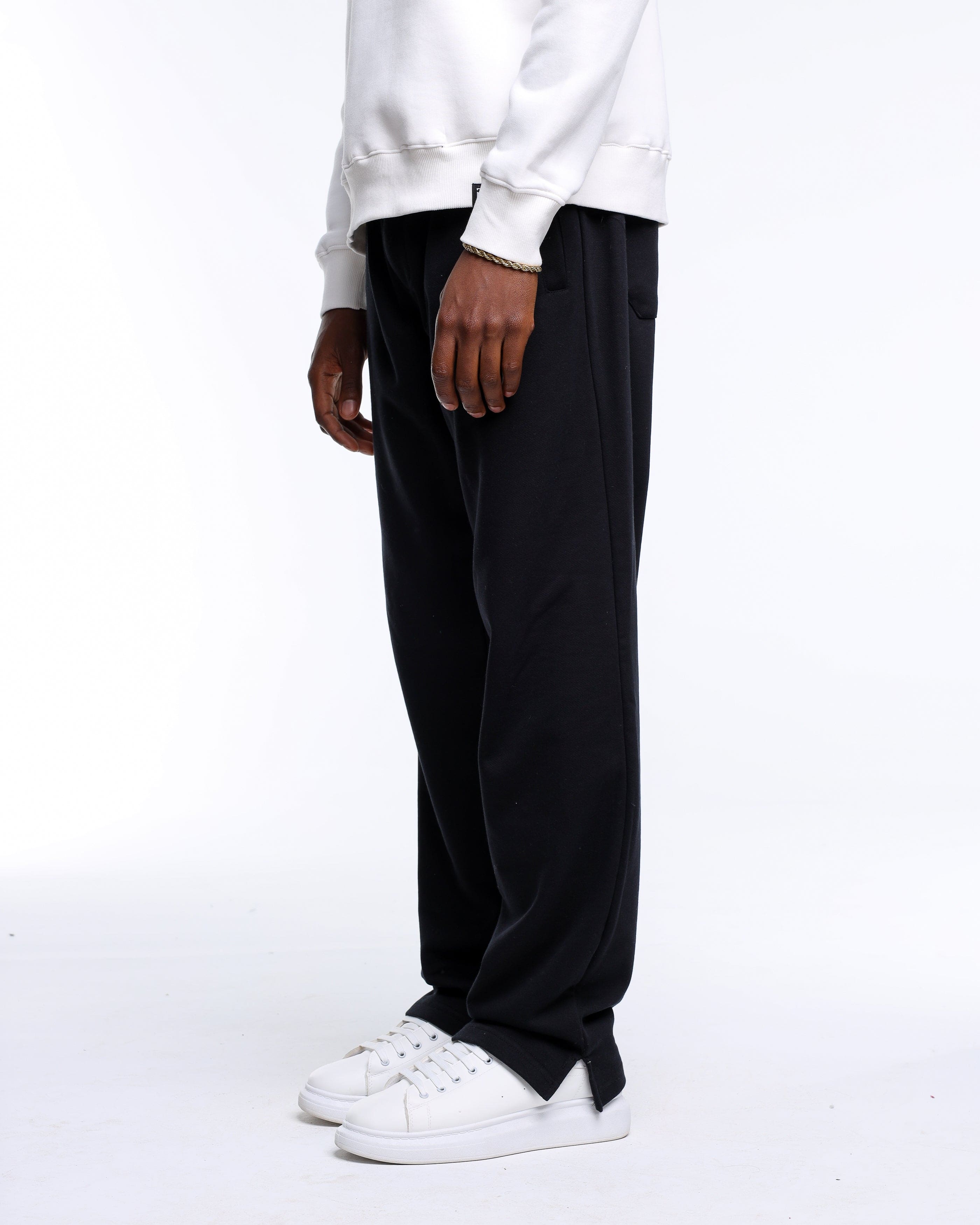 Baggy Fit Black Pants with Vent – Novencci EG