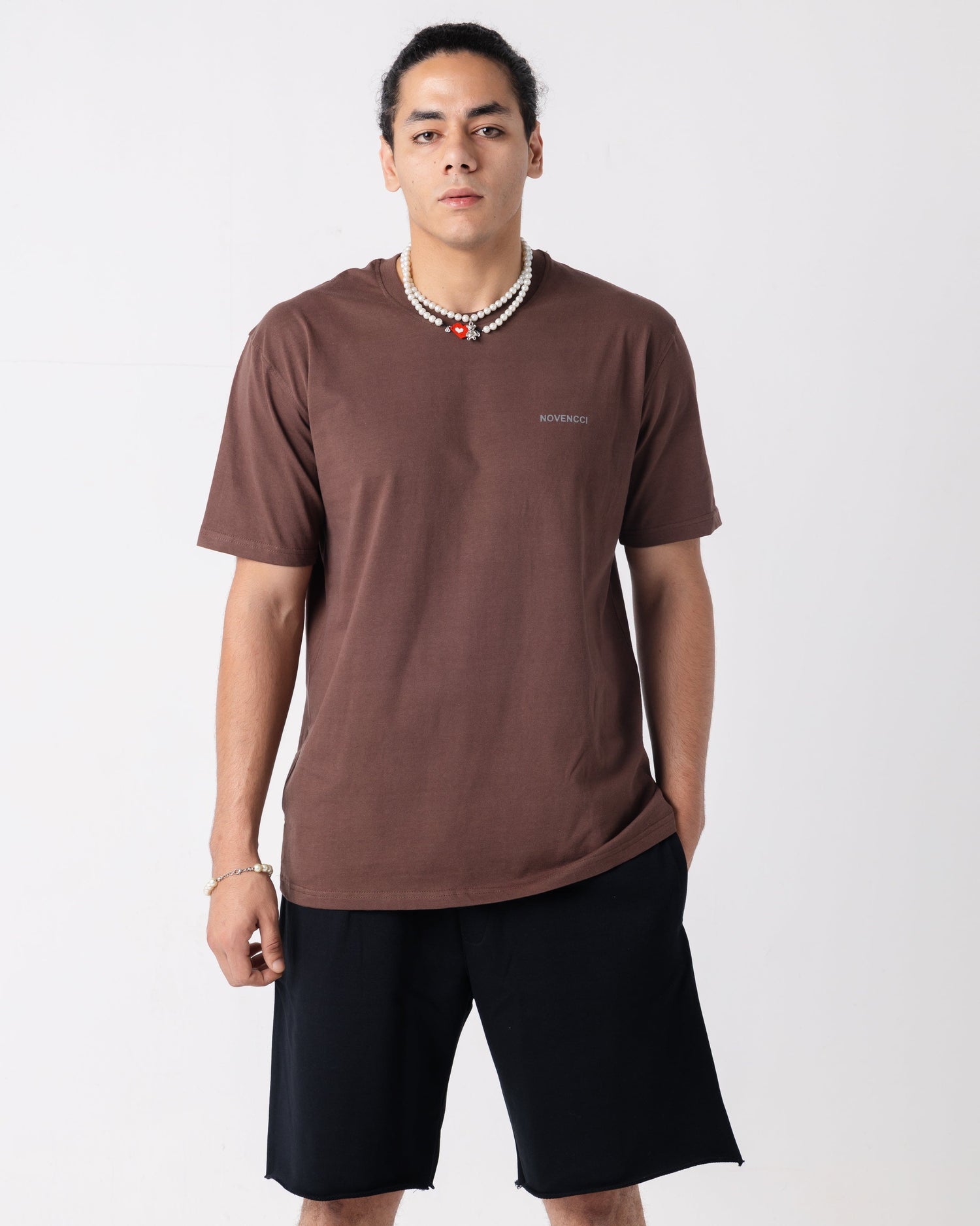 Basic Regular Brown Novencci Reflective t-shirt.