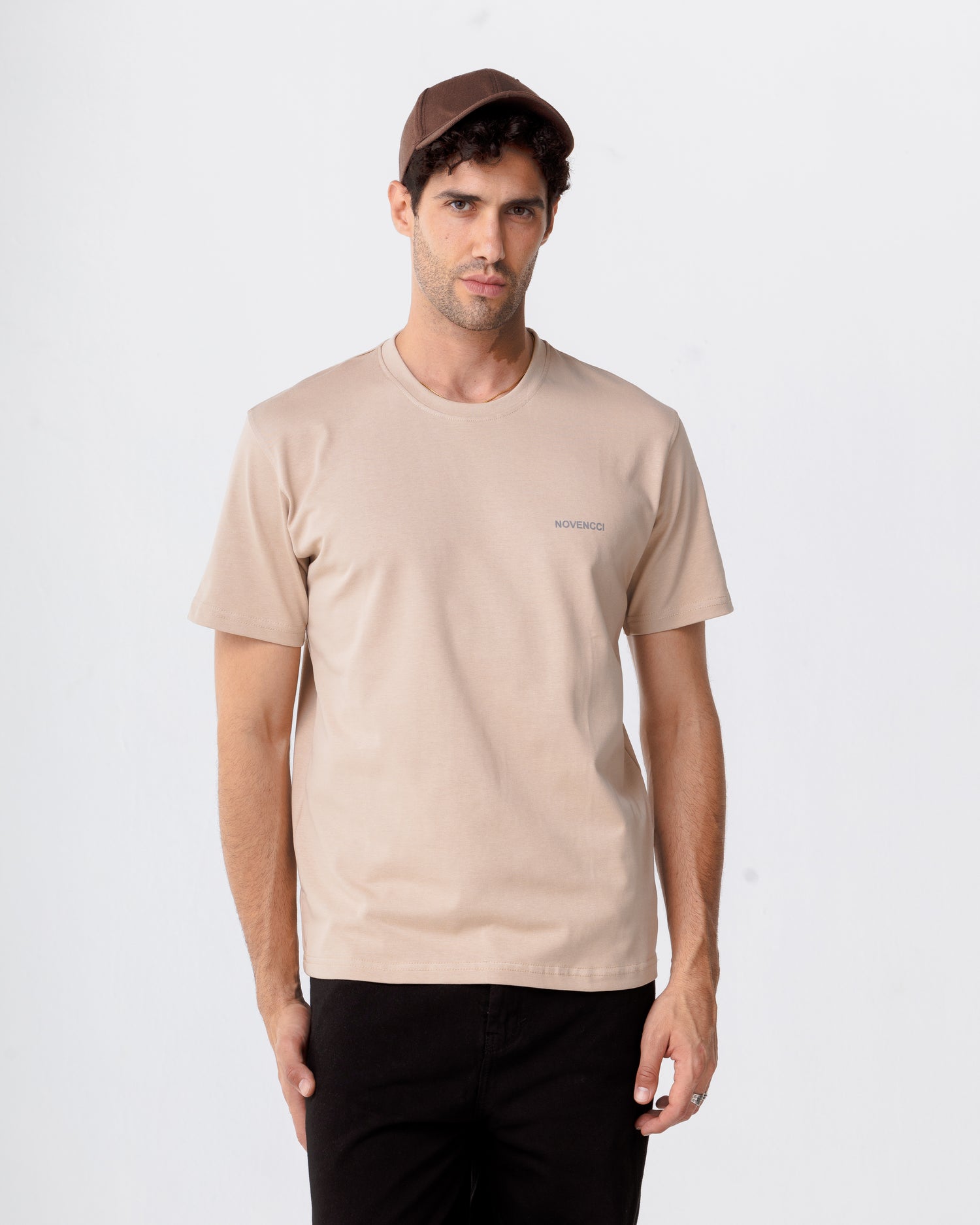 Basic Regular Beige Novencci Reflective t-shirt.