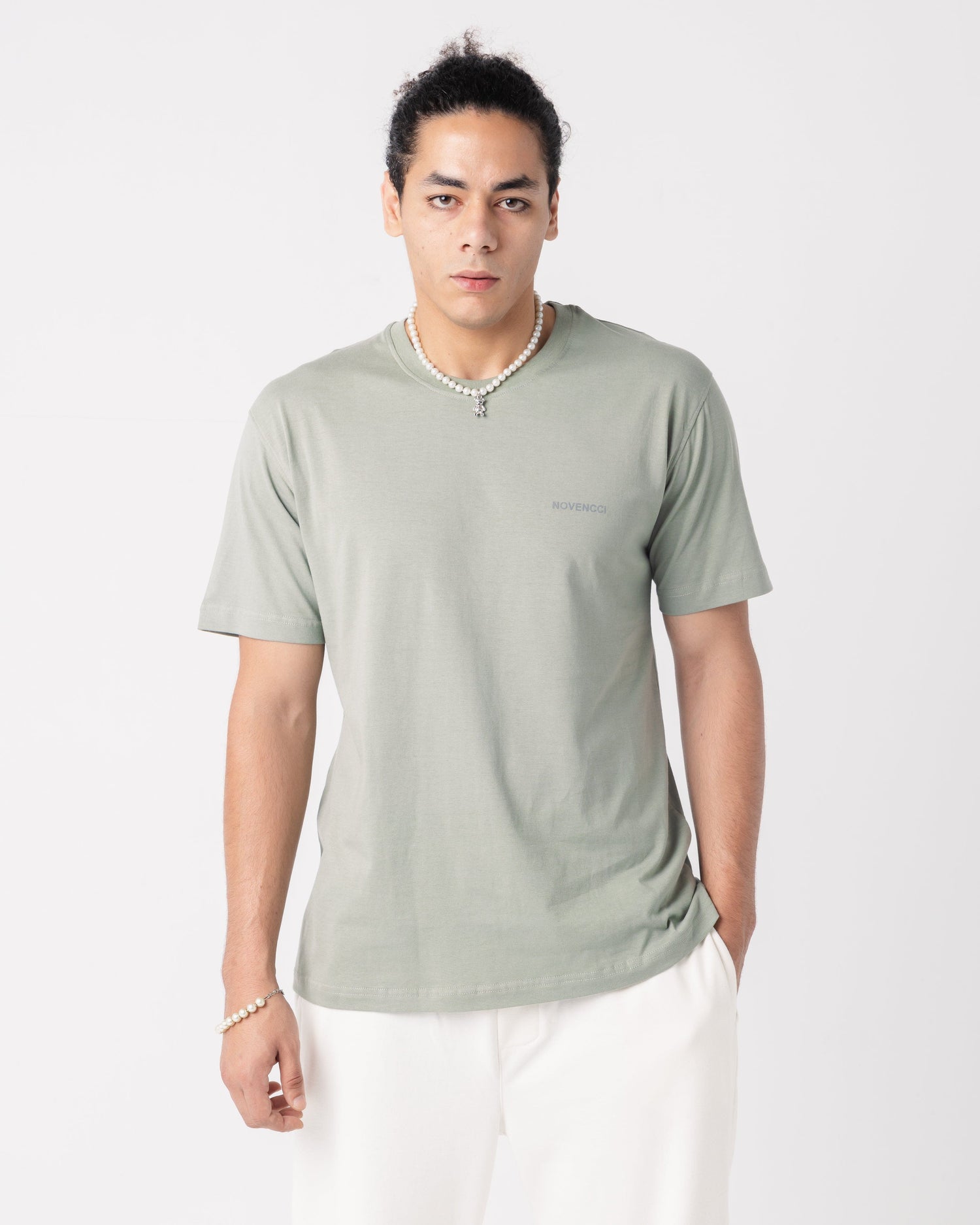 Basic Regular Mint-Green Novencci Reflective t-shirt.