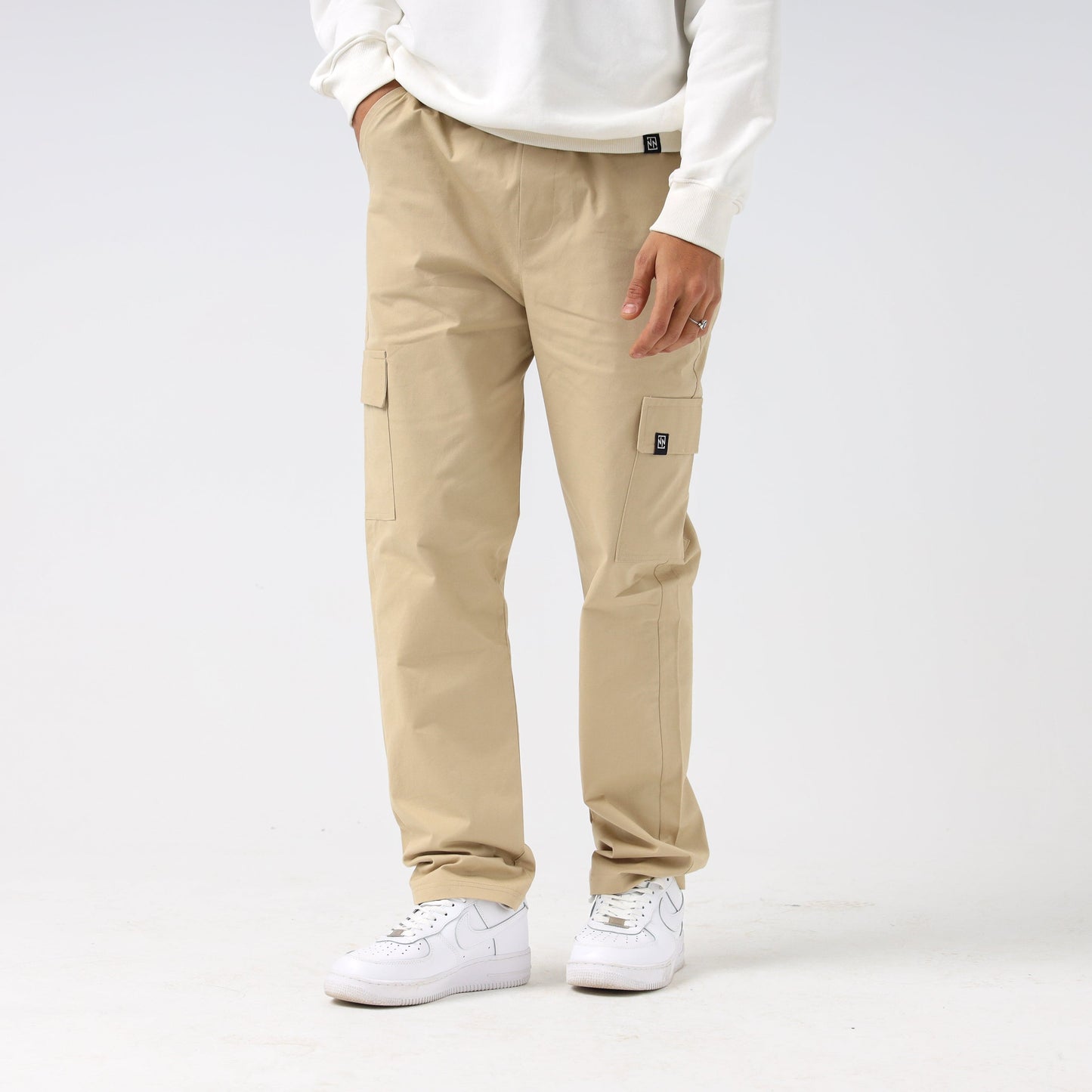 Cargo straight pocket beige pants – Novencci