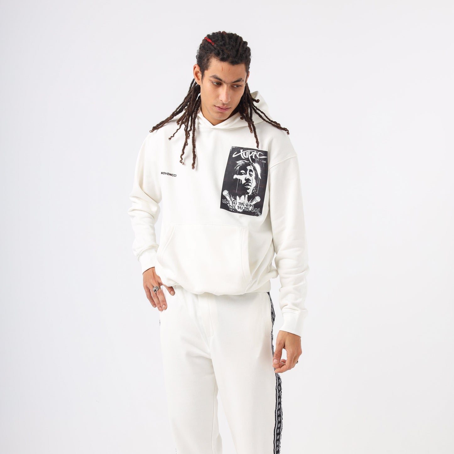 2PAC white printed hoodie – Novencci