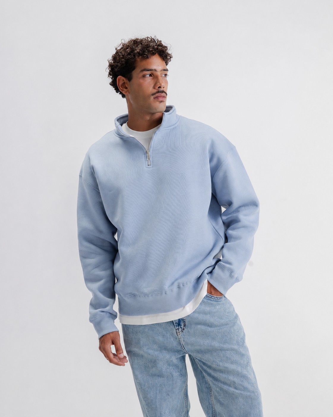 NVC Light Blue Quarter Zip Collar
