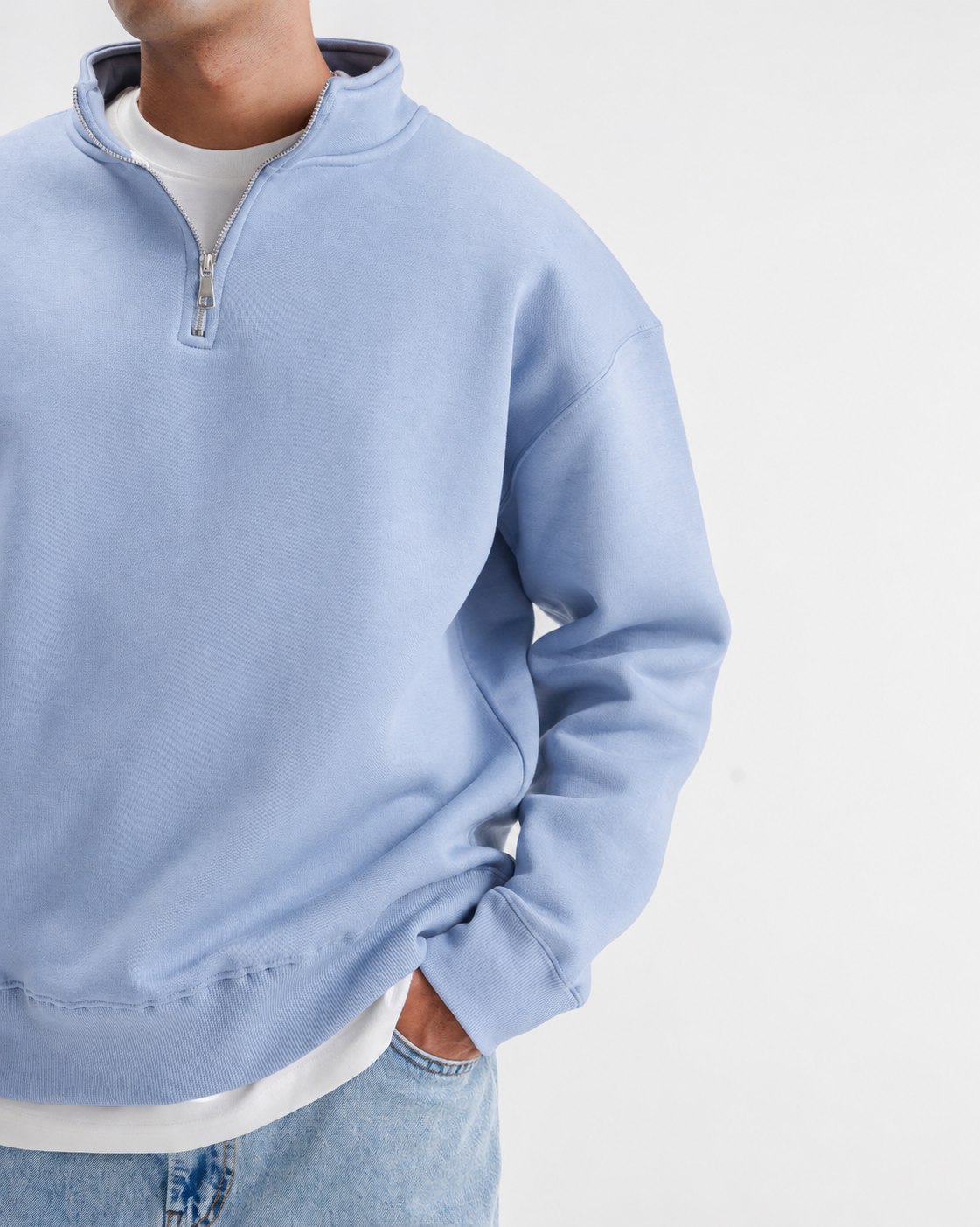 NVC Light Blue Quarter Zip Collar