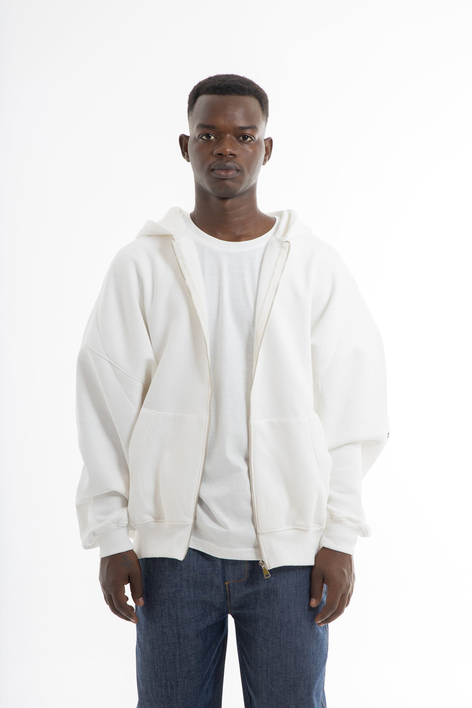 Basic off white zipped oversized sweatshirt